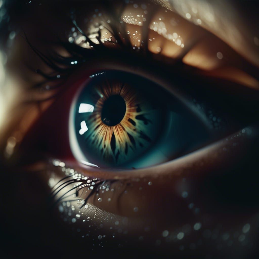 Dramatic Close-Up of a Tearful Eye