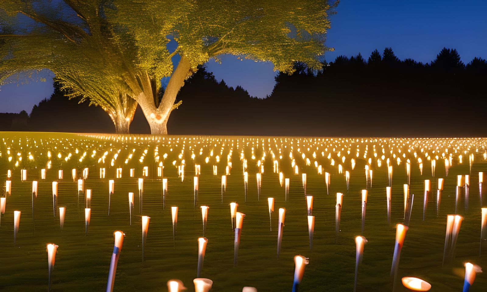 Field of Burning Candles for Remembrance Day