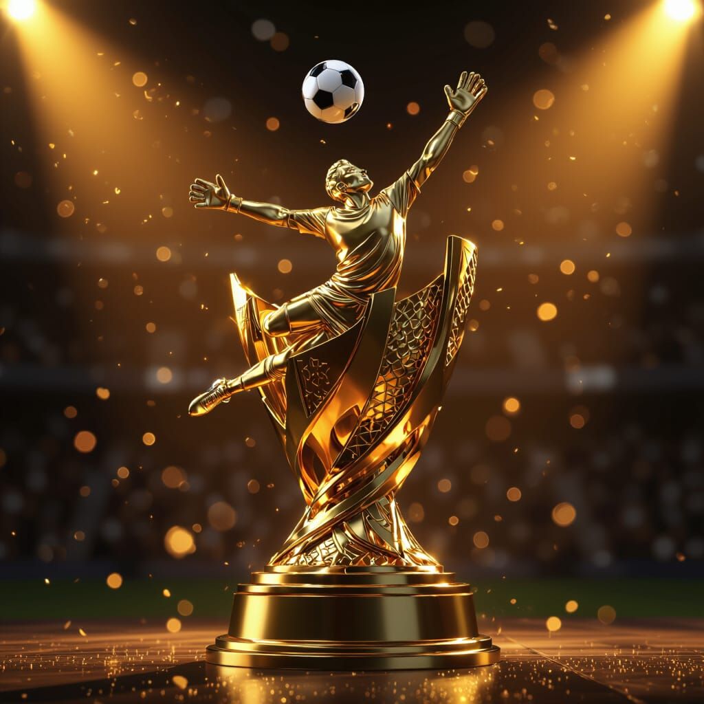 Golden Soccer Trophy with Goalkeeper Save
