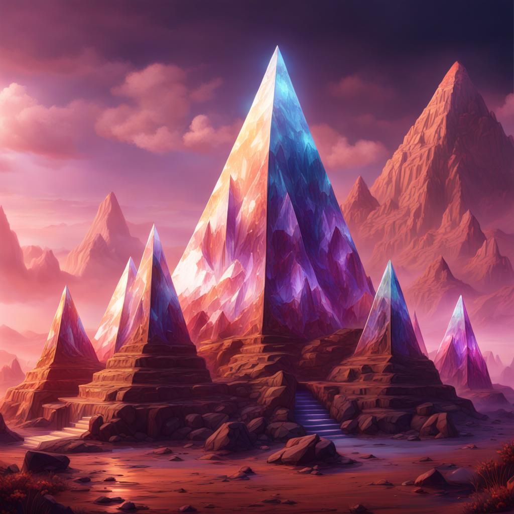 Fantastical Crystal Pyramids in Detailed Matte Painting