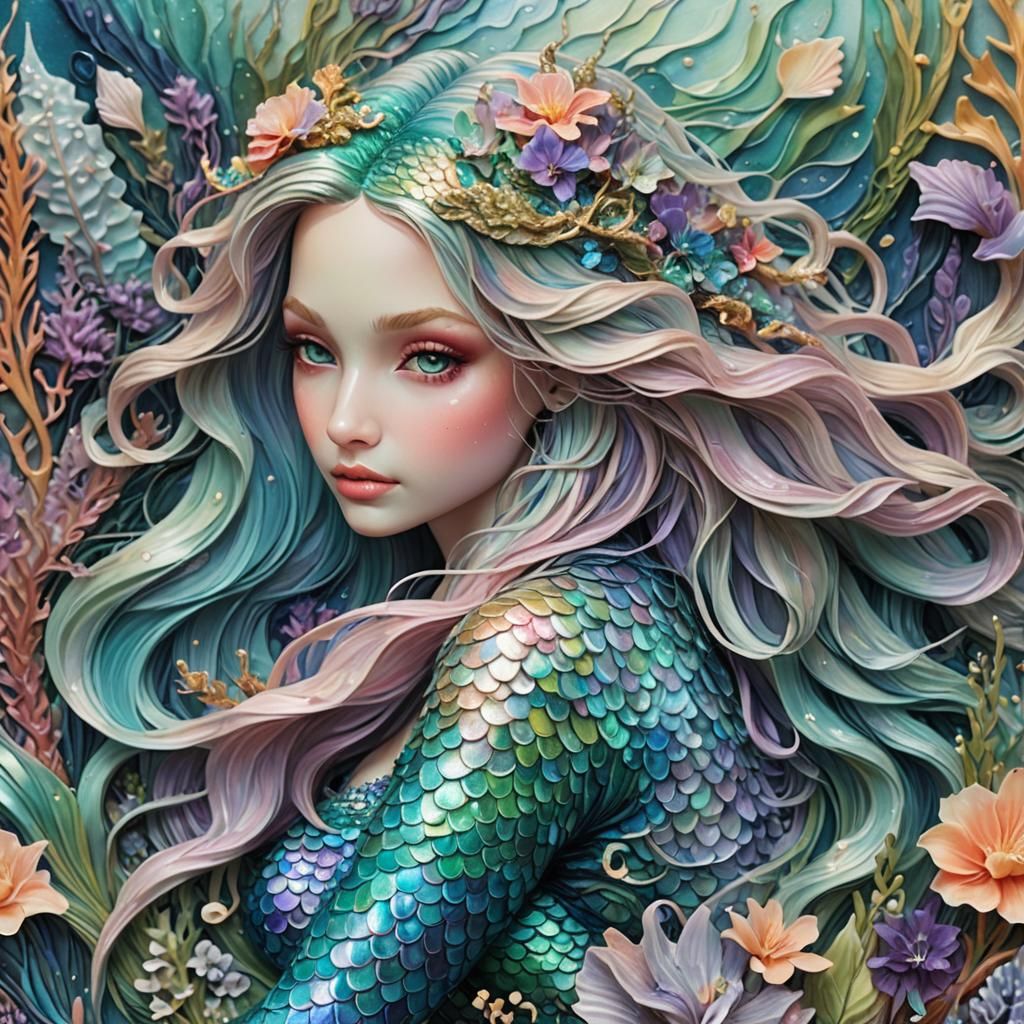 Shimmering Mermaid in Mermaidcore Aesthetic, 8K