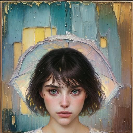 Pluviophilia Portrait in Expressionist Oil Painting Style