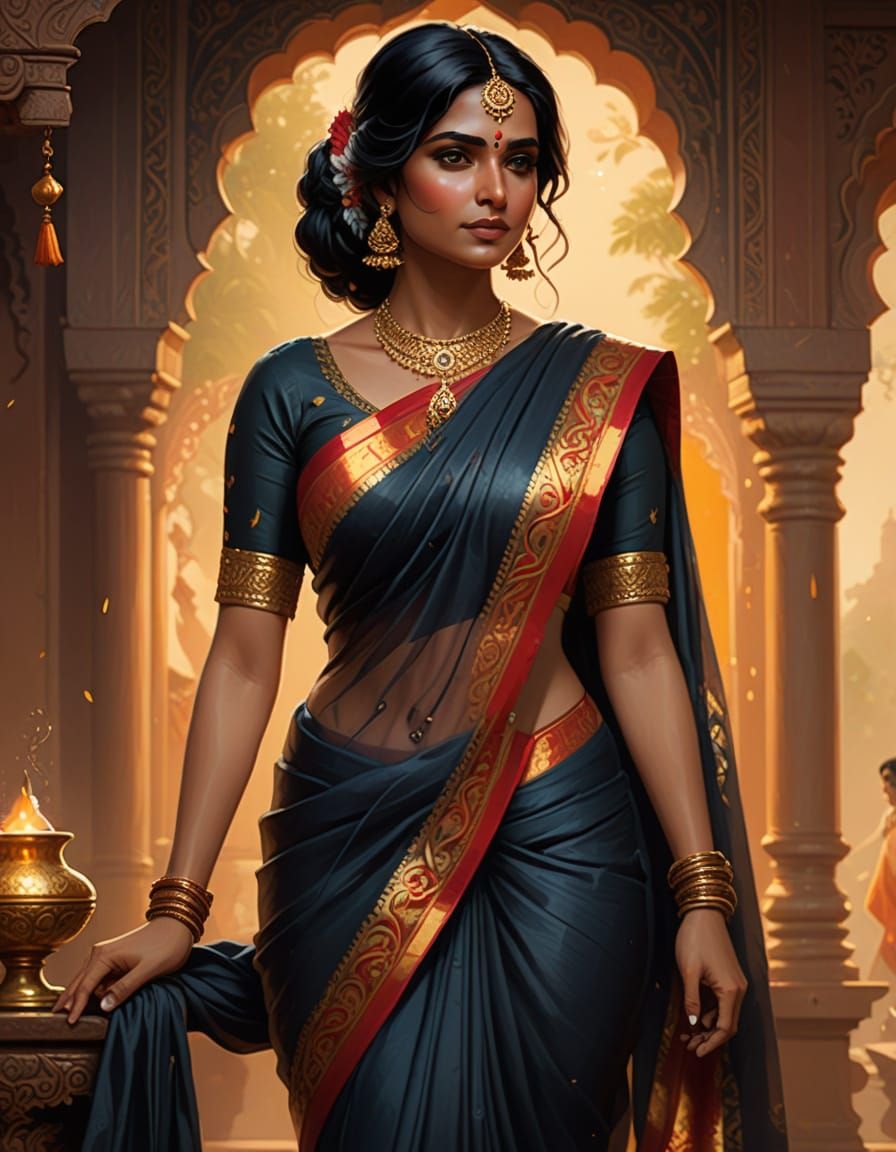 Marvelous Indian Woman in Vibrant Silk Saree