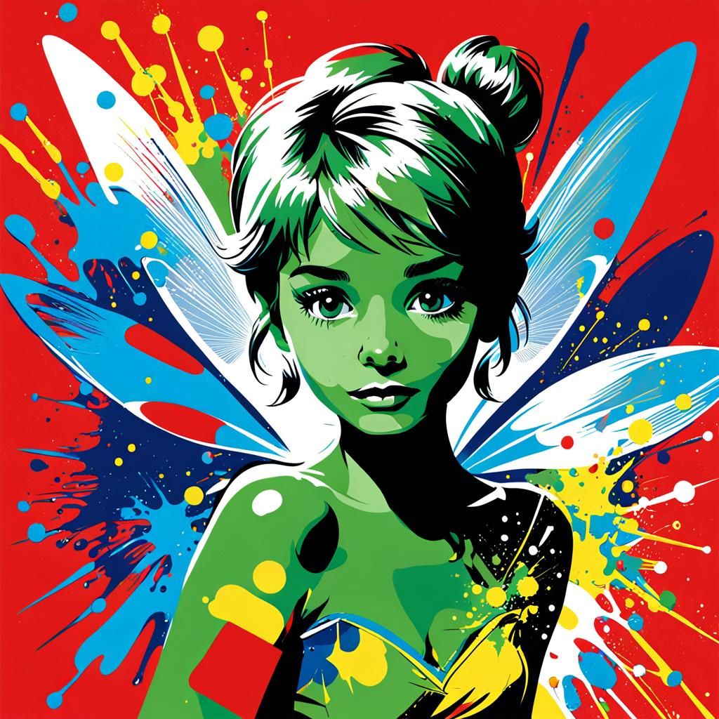 Tinkerbell in Pop Art Screen Print Style