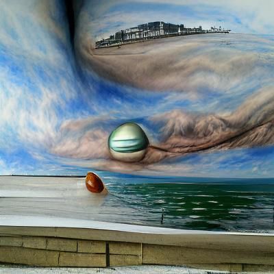 Hyperrealistic Seaside View with Gas Giant