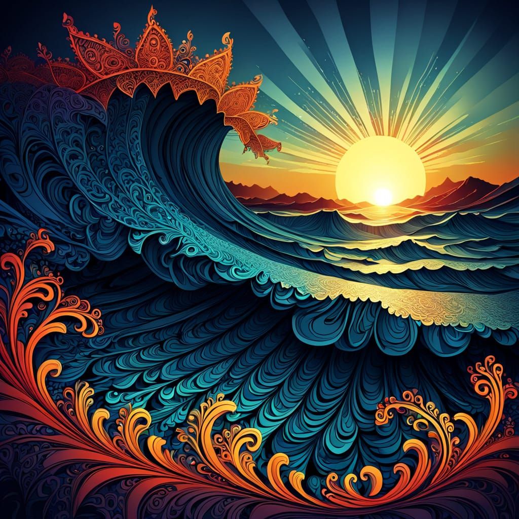 Lace sun sunset scene