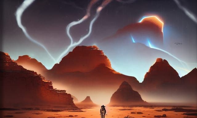 Cosmic Desert Landscape Painting in Godly Light