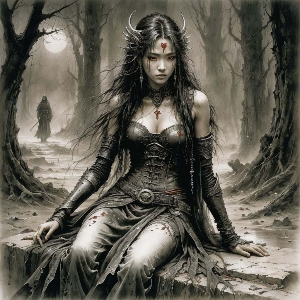 Fighting Loneliness: A Royo-Inspired Red Fantasy