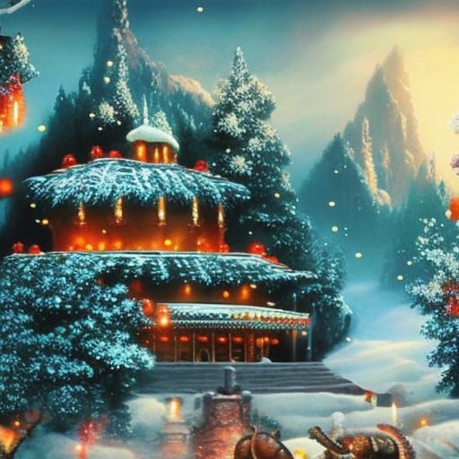 Christmas Tank at Winter Castle: Fantasy Concept Art