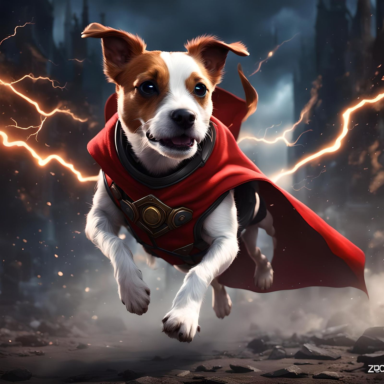 Jack Russell Superhero in Detailed Fantasy Art