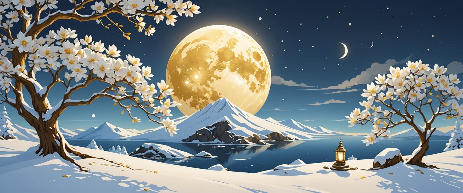 Crystallized White Agate Moon Over Snow Island