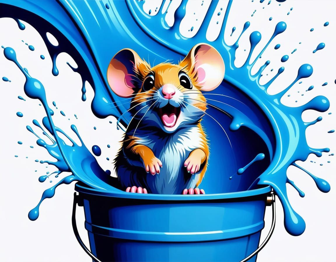 Gray Mouse Transforms into Vibrant Blue