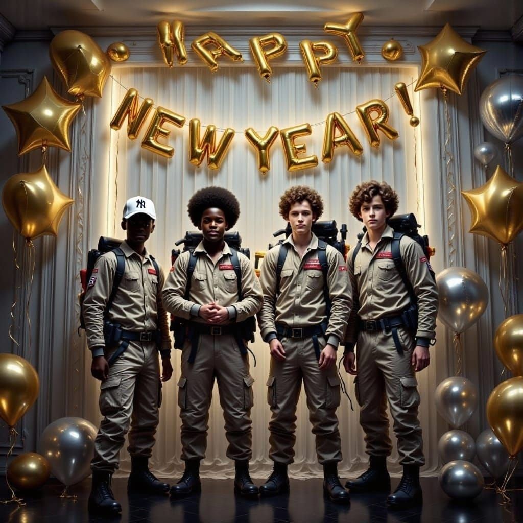 Ghostbusters Boys Celebrate New Year's Eve