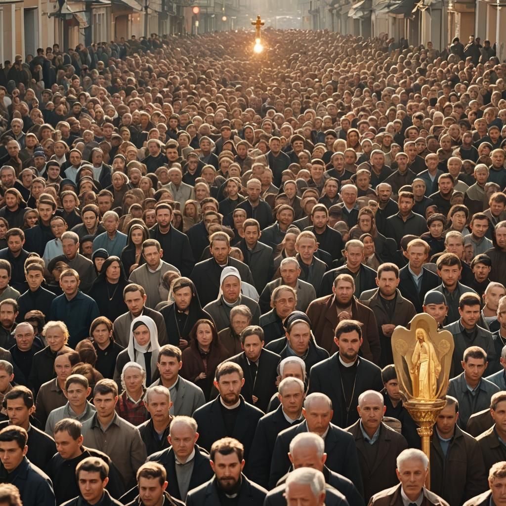 Orthodox Christian Procession in Photorealistic Style