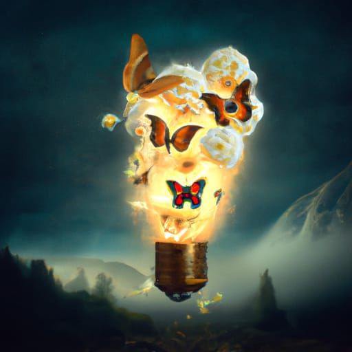 Matte Painting of a shattered Light Bulb with a Stunning Flo...