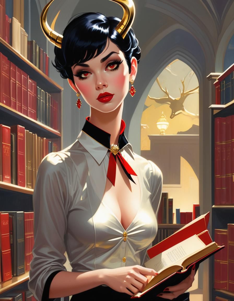 Antlered Woman on Campus in Adam Hughes Style