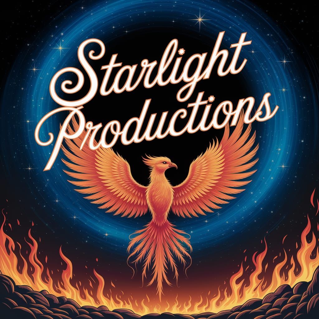 Starlight Productions Phoenix Logo with Starry Night Sky