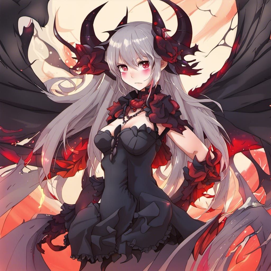 Anime Demon Girl in Japanese Manga Style