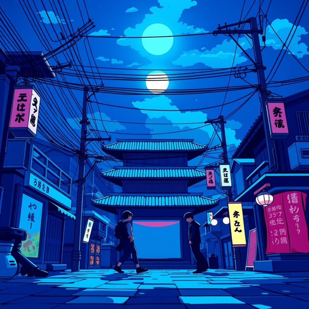 Stunning Anime Wallpaper in Vibrant Blue Hue