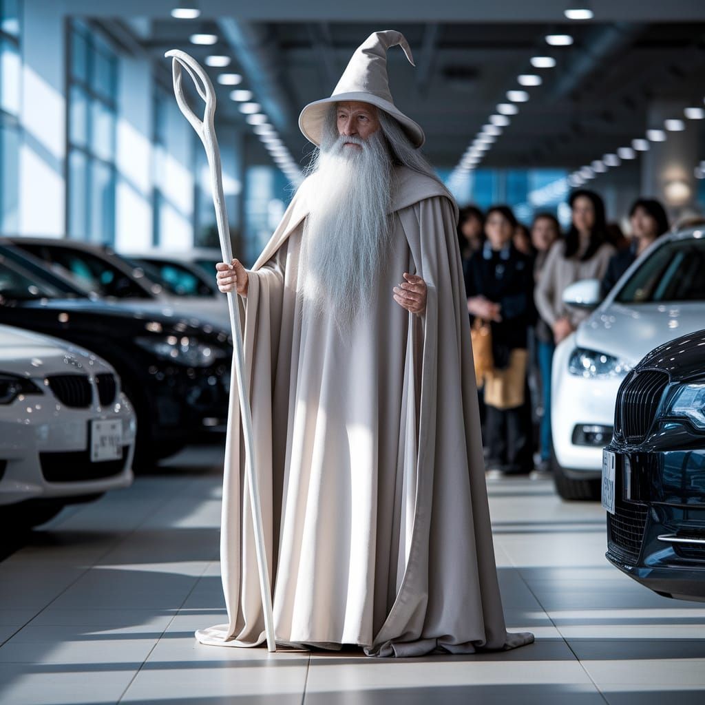 Gandalf Dominates Tokyo Car Showroom in Ethereal Robes