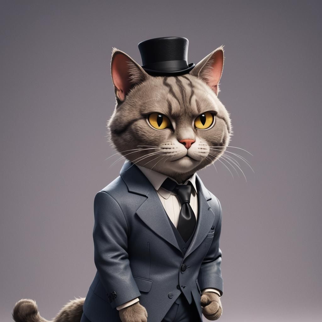 Cat Mafia Boss Portrait in 3D Style