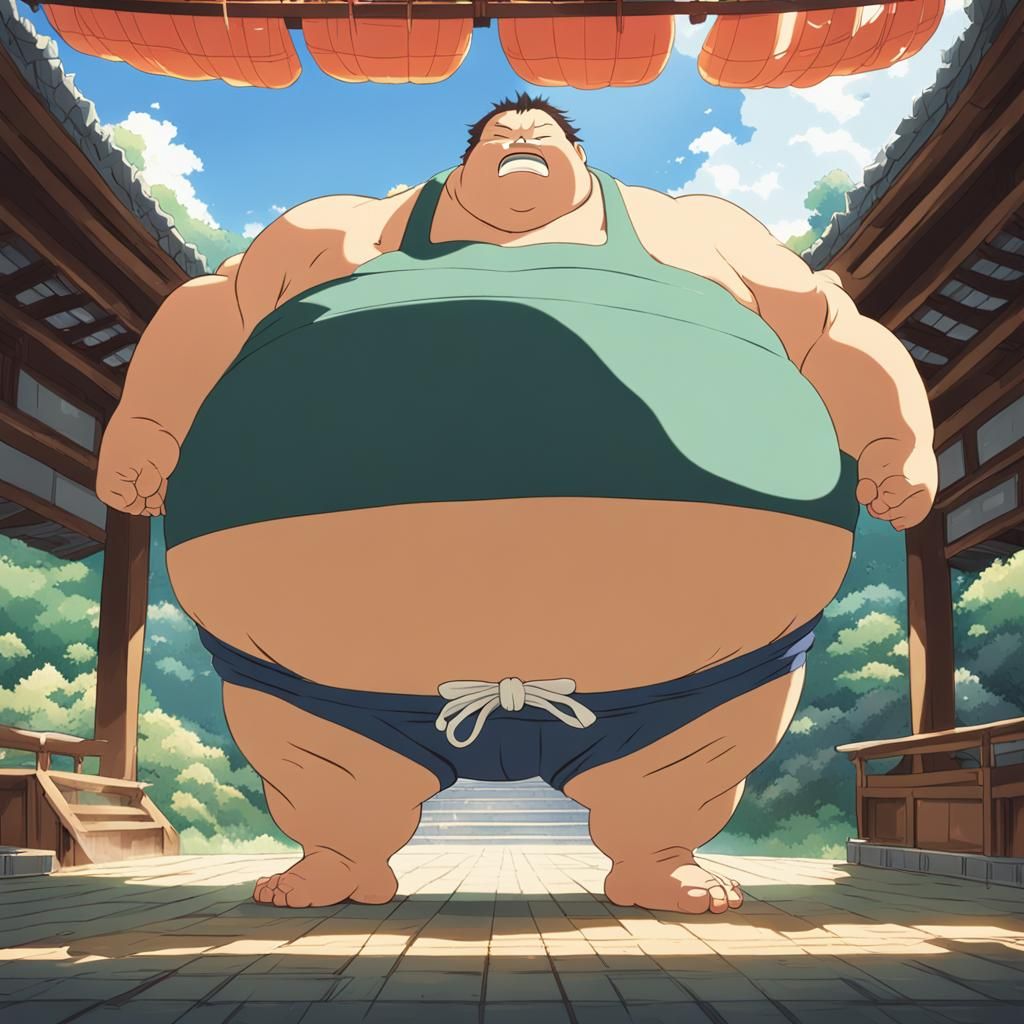 Sumo Wrestler Belly Inflation, Studio Ghibli Style
