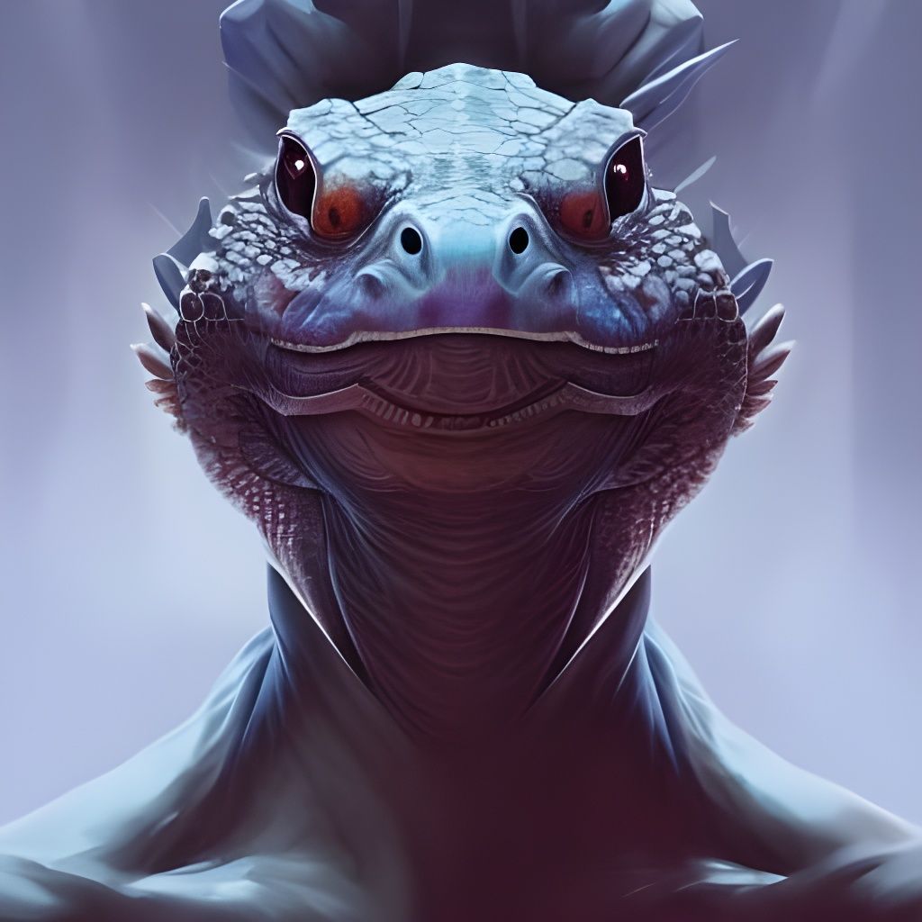 Detailed Dragon Turtle Portrait in Art Nouveau Style