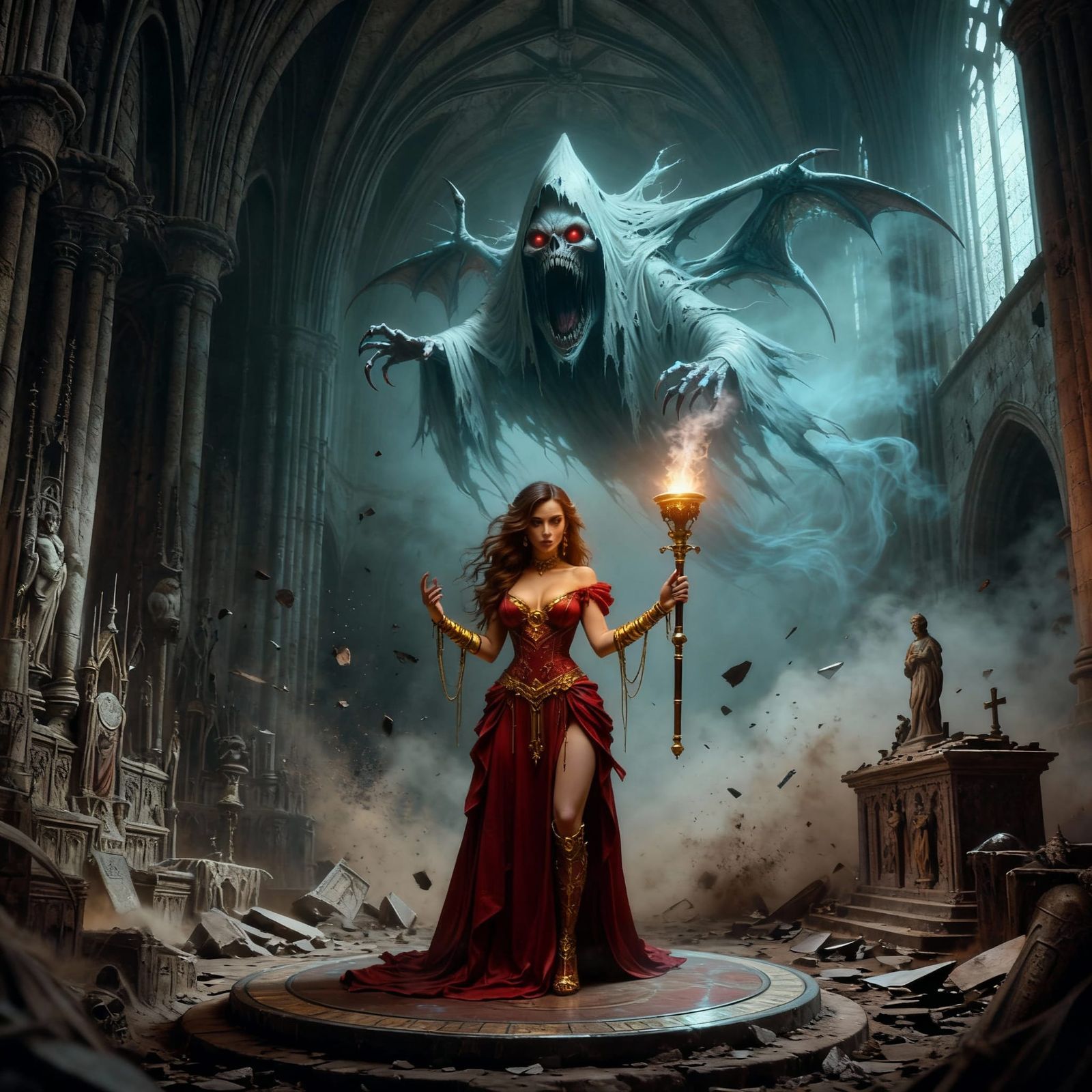 The Witch and the Apparition in Ethereal Style