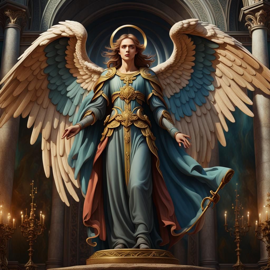 Archangel Uriel Church Icon in Detailed Matte Painting
