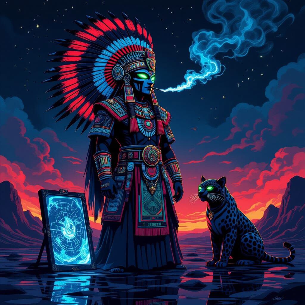 Tezcatlipoca in 80s Japanese Anime Style