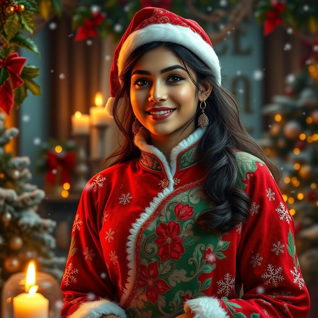 Winter Wonderland in Vibrant Embroidered Attire