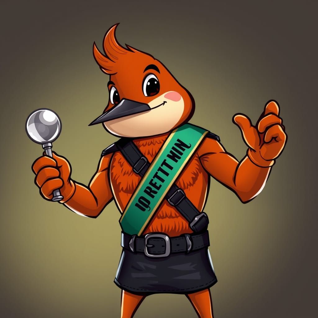 Cartoon Robin Wins Leather Contest