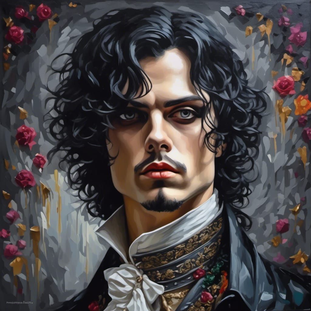 Rococo Portrait of Ville Valo in Oil Painting Style