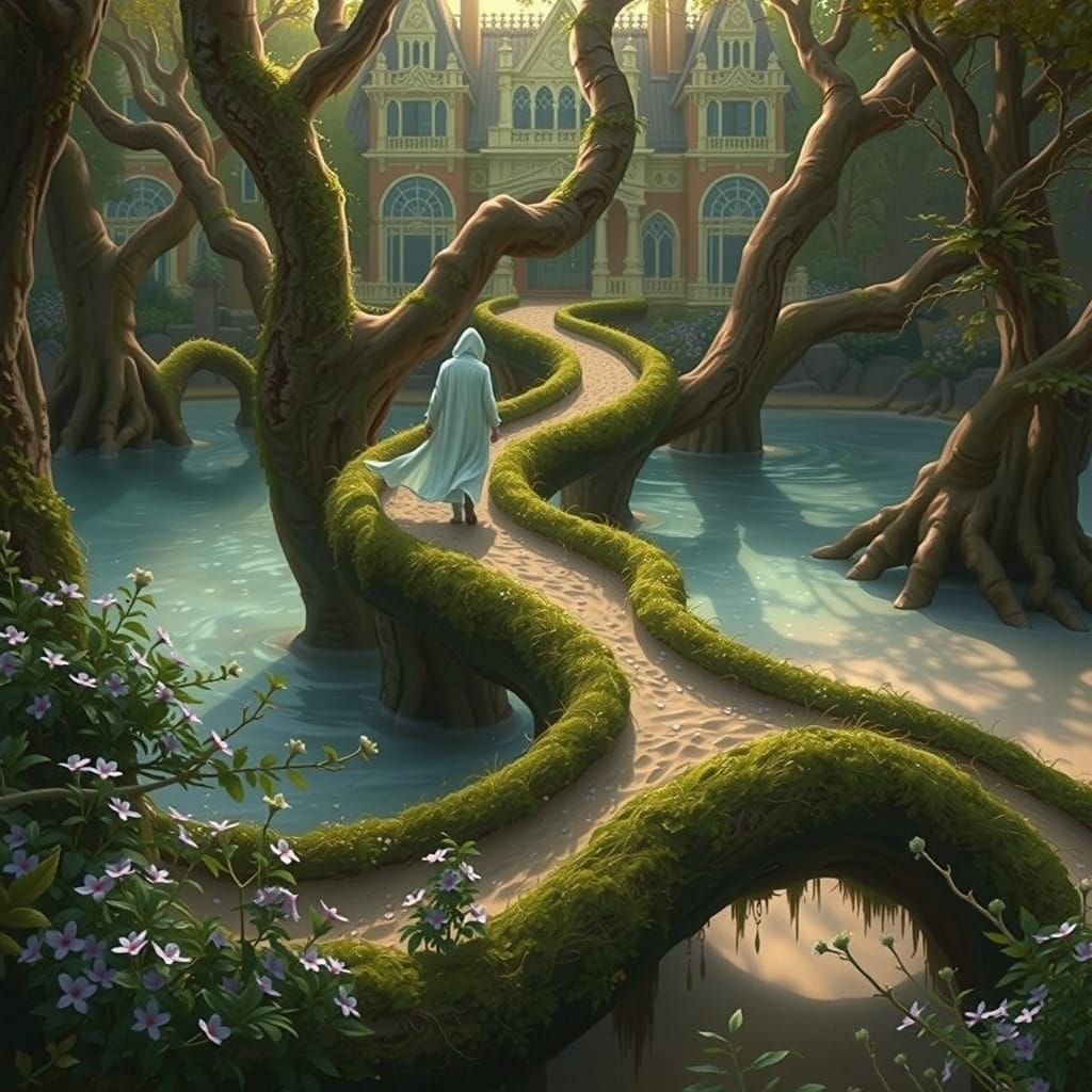 Majestic Lightblue Victorian Mansion in Enchanted Forest Lan...