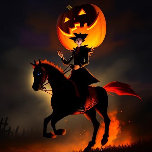 Pumpkin King Rides Flaming Steed on Halloween