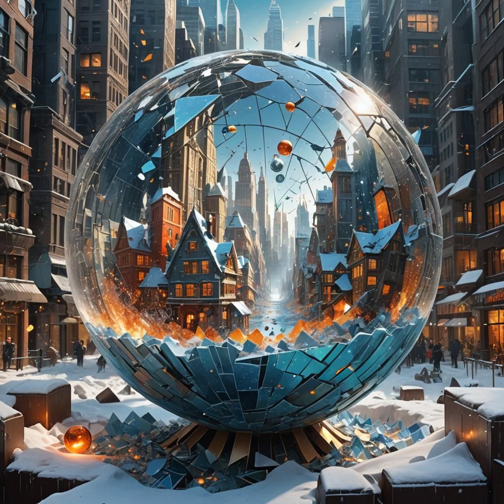 Metropolis in Shattered Globe, Matte Painting