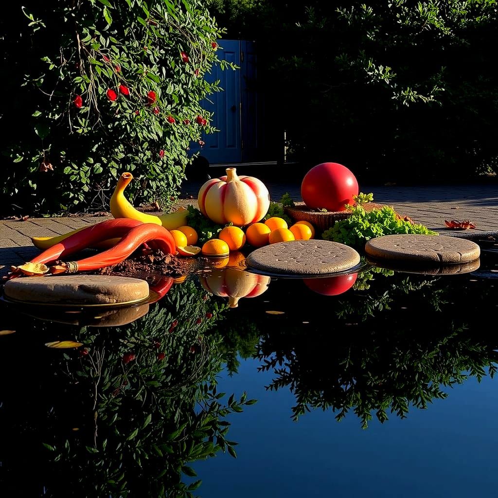 Swirling Scarlet and Crimson Abstract Forms