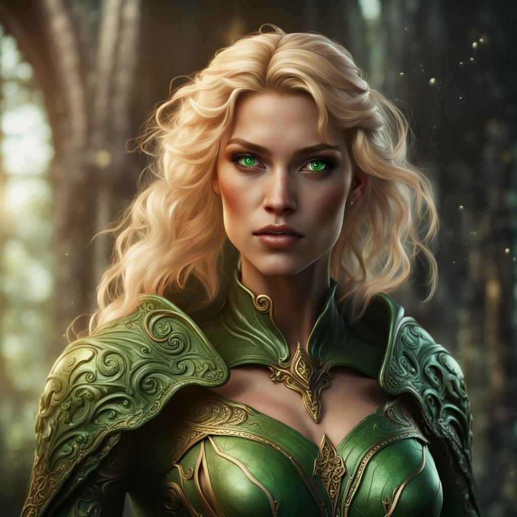 Blonde Woman Portrait in Detailed Fantasy Art
