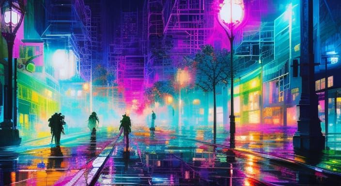 Anime Graffiti City Street in Cel Shaded Style