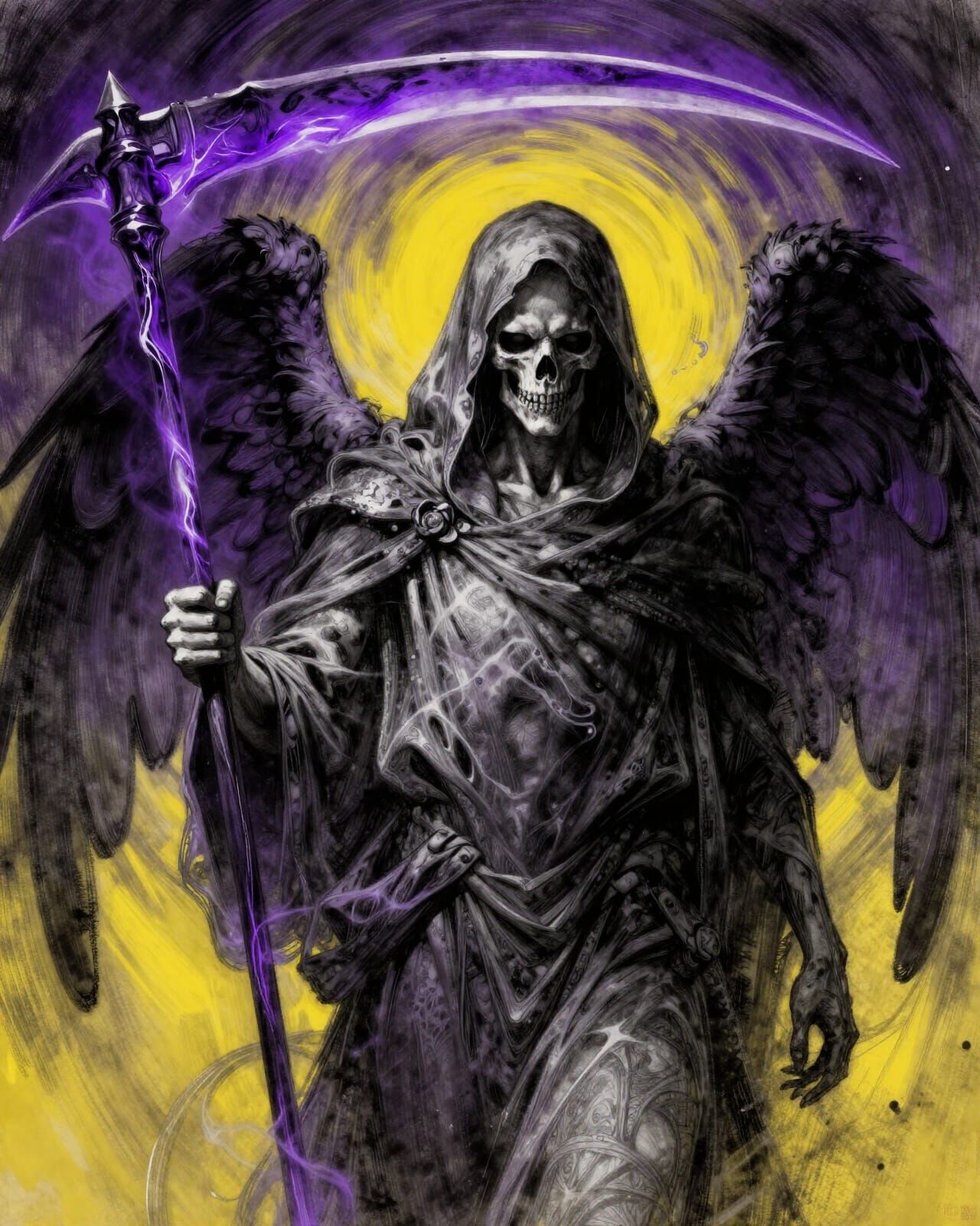 Angel of Death Portrait with Violet Energy Scythe