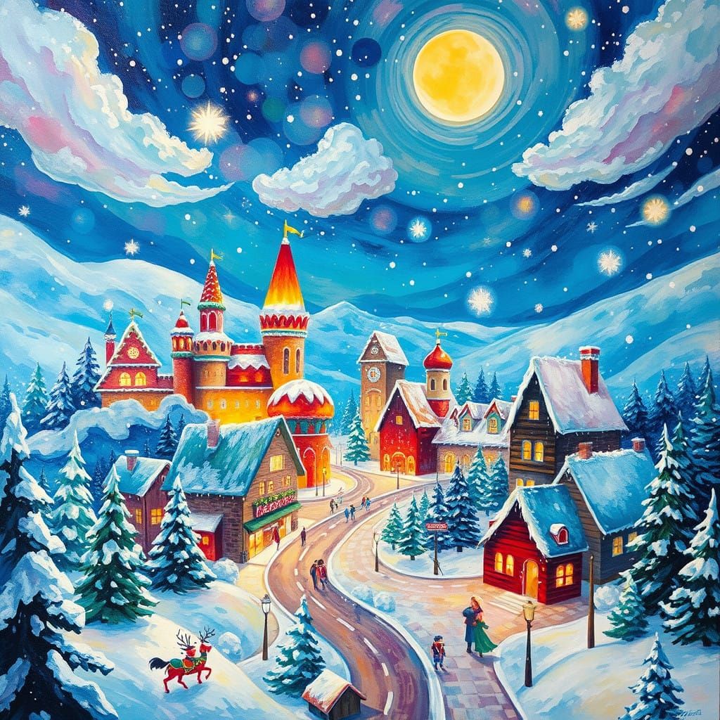Breathtaking Gouache Winter Wonderland of Christmas City