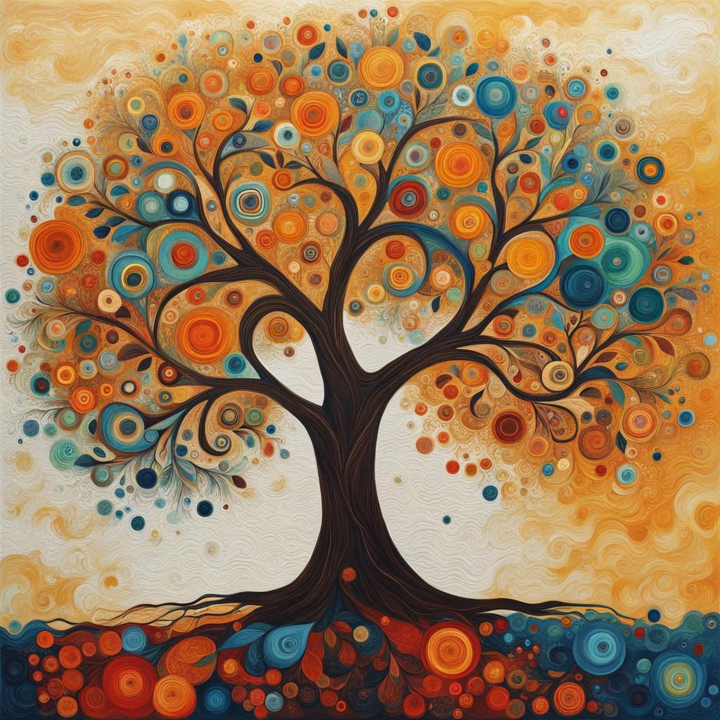 Abstract Tree of Life in Complementary Colors