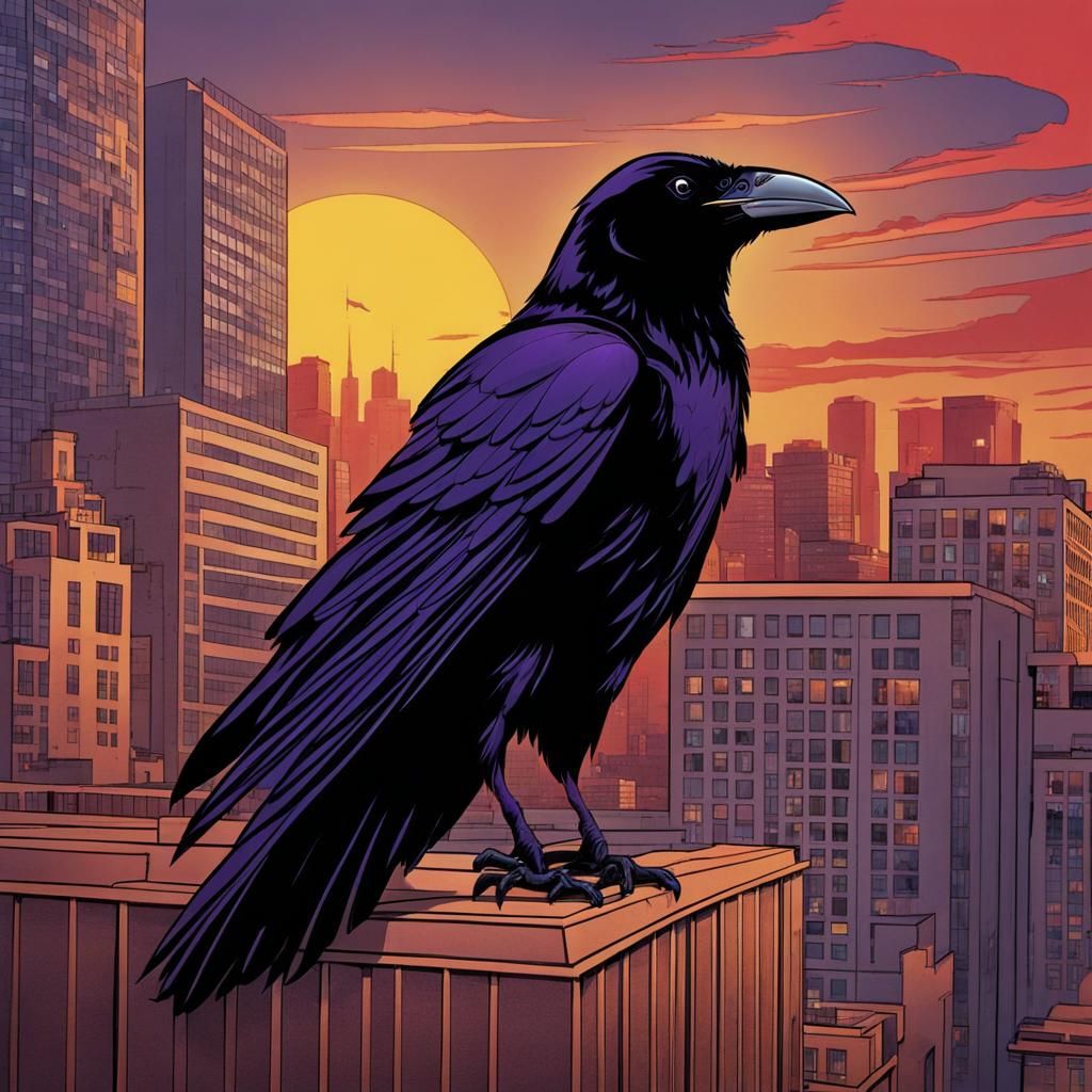 Raven of DC Comics on a Rooftop