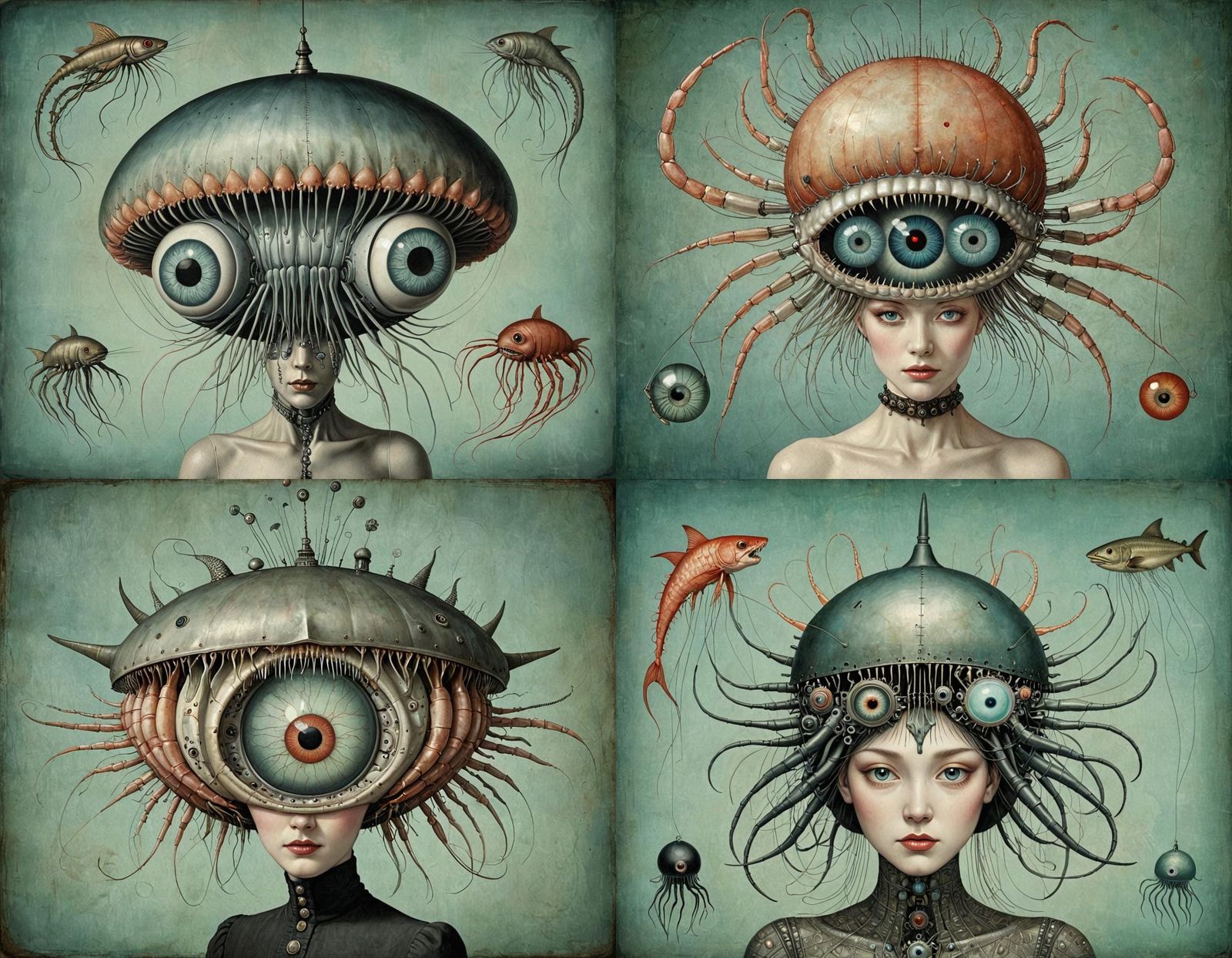 Mechanical Jellyfish Hybrid Inspired by Surrealist Masters