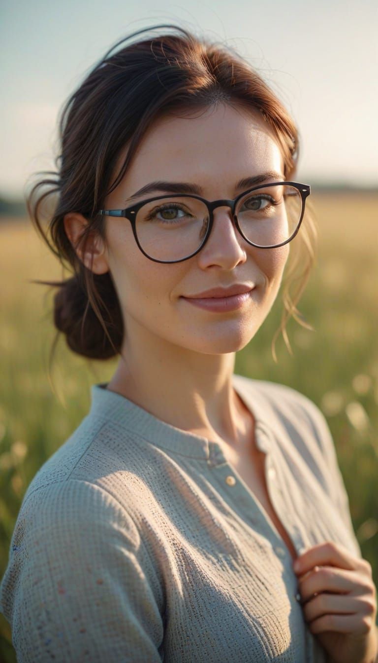 Lady in Glasses Portrait in Soft Photography Style