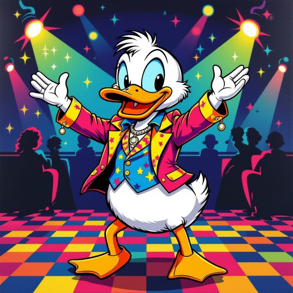 Howard the Duck Disco Dancing in Pop Art Style