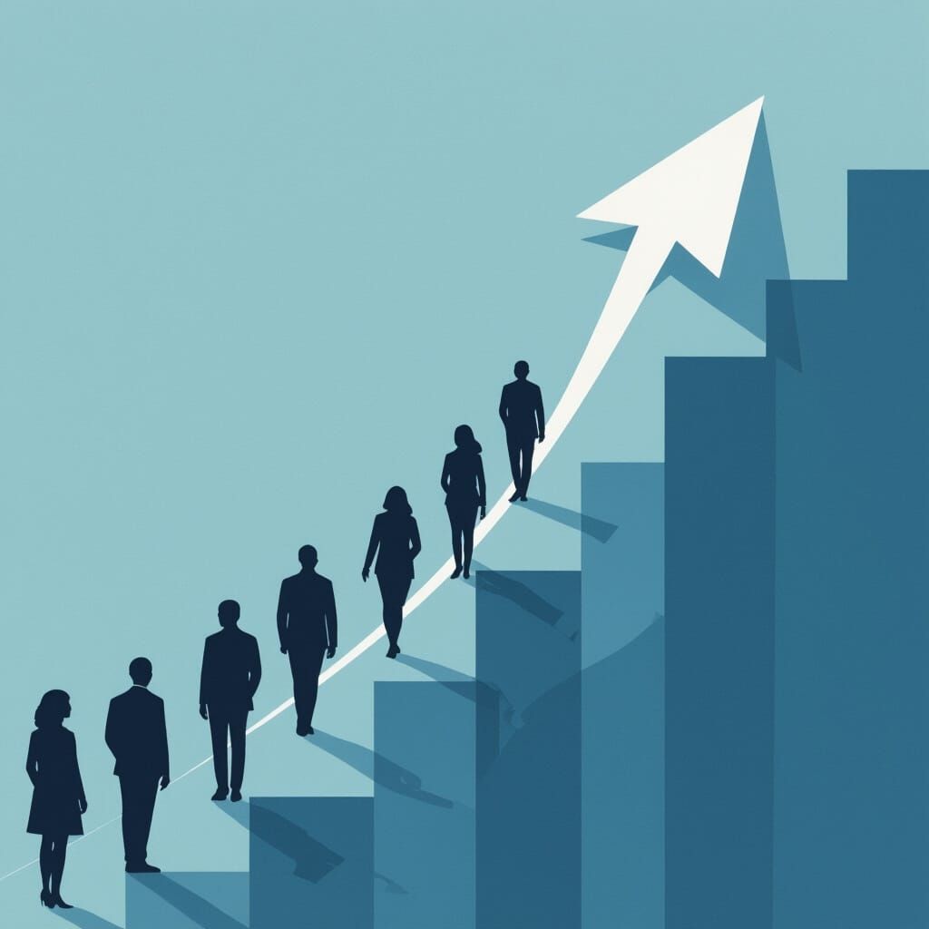 Sleek Upward Arrow Connecting People: Minimalist Design