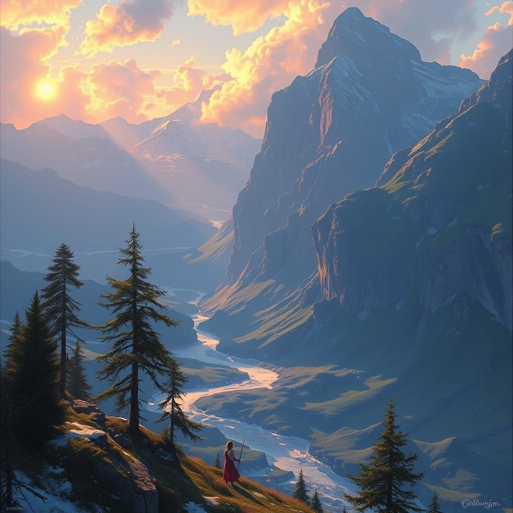 Romantic Landscape Inspired by Bierstadt, Gurney, Shinkai