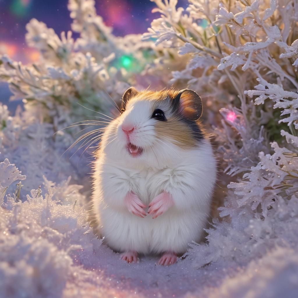 Dreamy Hamster Under the Aurora Borealis