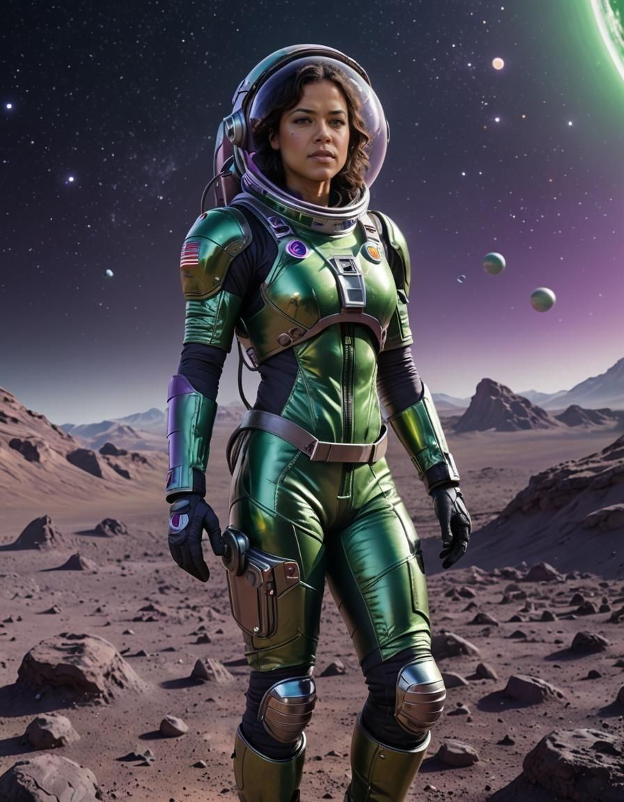 Michelle Rodriguez in Spacesuit on Alien Planet